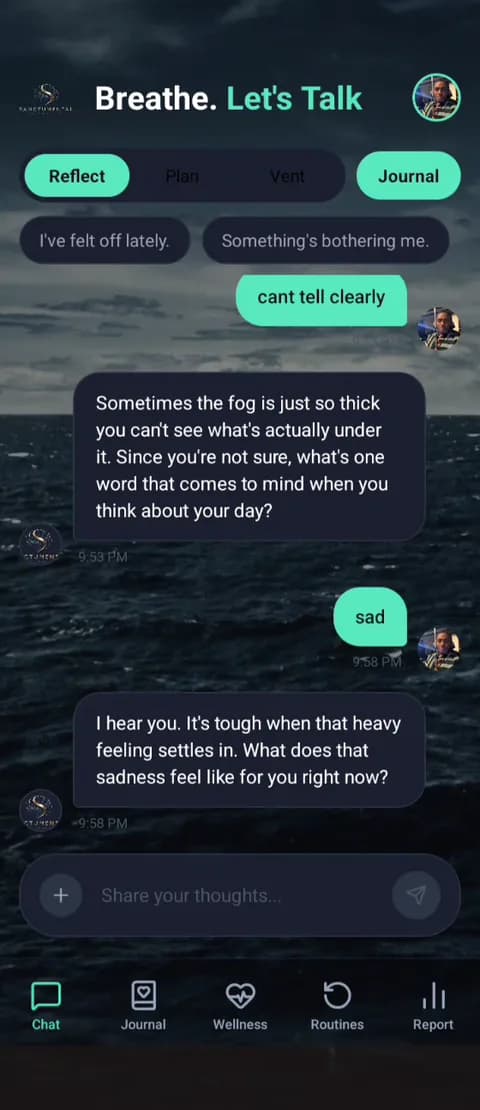 The Sanctum chat screen